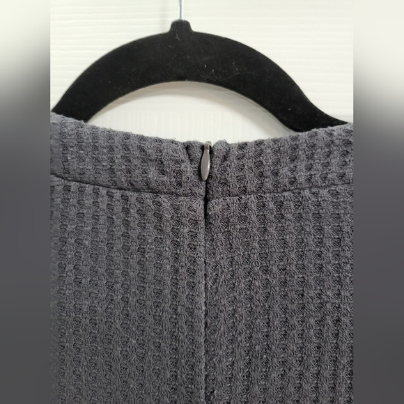 Womens Grey Waffle Knit Shirt With Lace Sleeves Size M - Picture 5 of 6